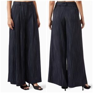 New TWP Didi Wide Leg Pants Pleat Navy Blue Stripe Stylish Trendy Sz 00